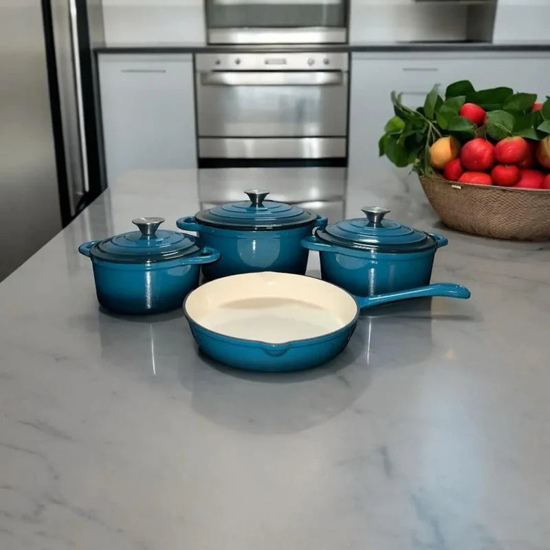 7pcs Enamel Cast Iron Cookware Set