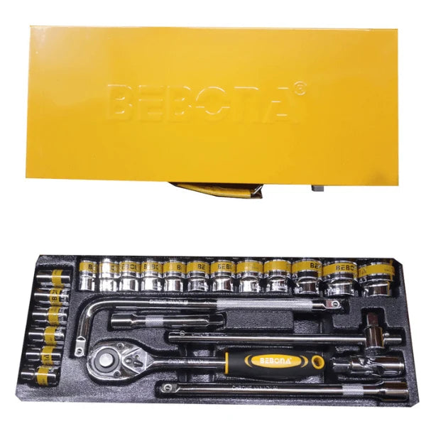 24-Piece 1/2 Inch Socket Set with Ratchet Wrench