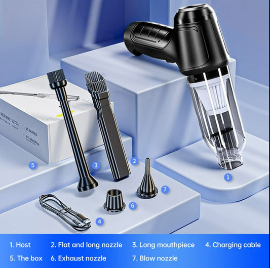 Car Mounted Mini Wireless Vacuum Cleaner for Both Dry And Wet Use, High-Power Portable High Suction - Black