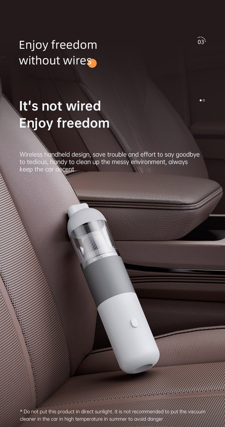 New Handheld Household Car Vacuum Cleaner Small Mini 2-in-1 Portable Wireless High Power Vacuum Cleaner - White