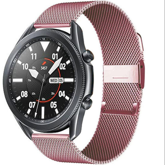 Watch Band Bracelet For Samsung Galaxy Watch 3 for Galaxy Active 2 Strap 42mm Metal Stainless Steel Magnetic 20mm Wrist Strap - Rose Pink