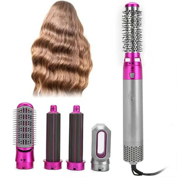 5-in-1 Hot Air Brush — Dryer, Curler & Straightener in One