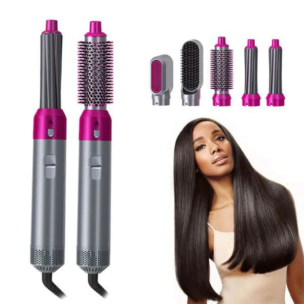 5-in-1 Hot Air Brush — Dryer, Curler & Straightener in One