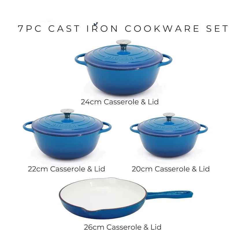 7pcs Enamel Cast Iron Cookware Set
