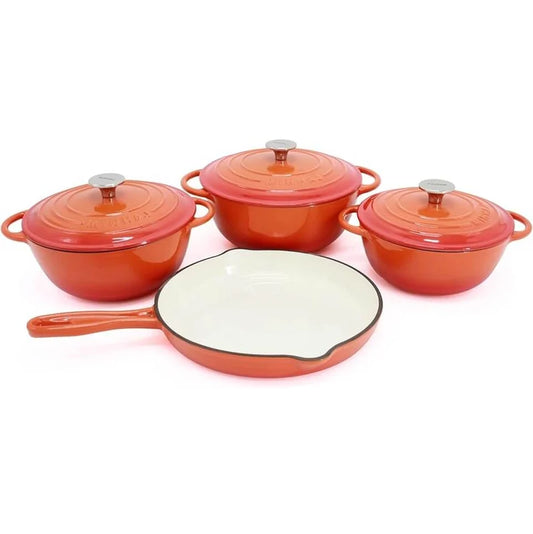 7pcs Enamel Cast Iron Cookware Set