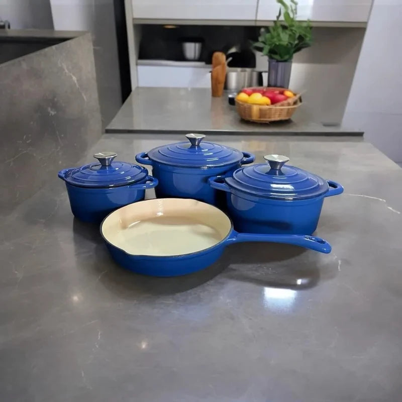 7pcs Enamel Cast Iron Cookware Set