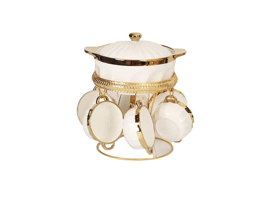 Ceramic Soup Tureen Set with Bowls and Spoons