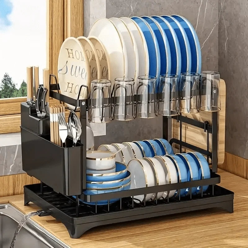 Dish Drying Rack with Drain Board