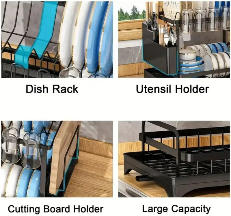 Dish Drying Rack with Drain Board