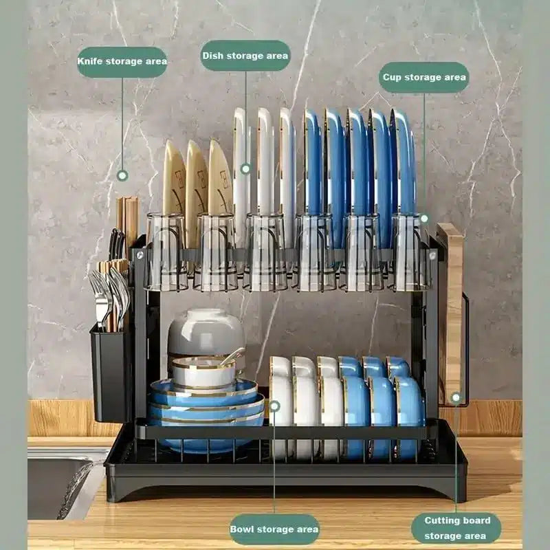 Dish Drying Rack with Drain Board