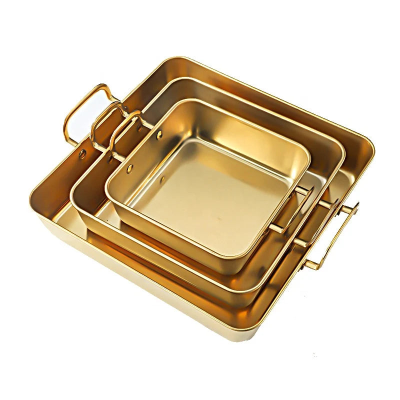 Gold Stainless Steel Multipurpose Serving & Baking Tray