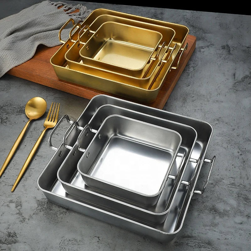 Gold Stainless Steel Multipurpose Serving & Baking Tray