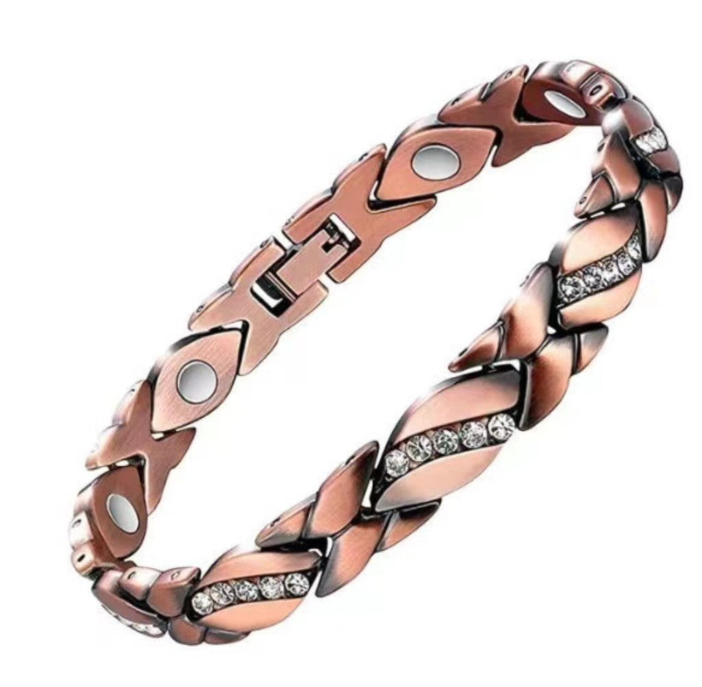 Adjustable Antique Copper Magnetic Bracelet for Men and Women