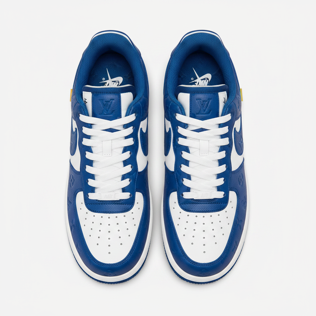 Louis Vuitton x Nike Air Force 1 - Blue Flat Lay