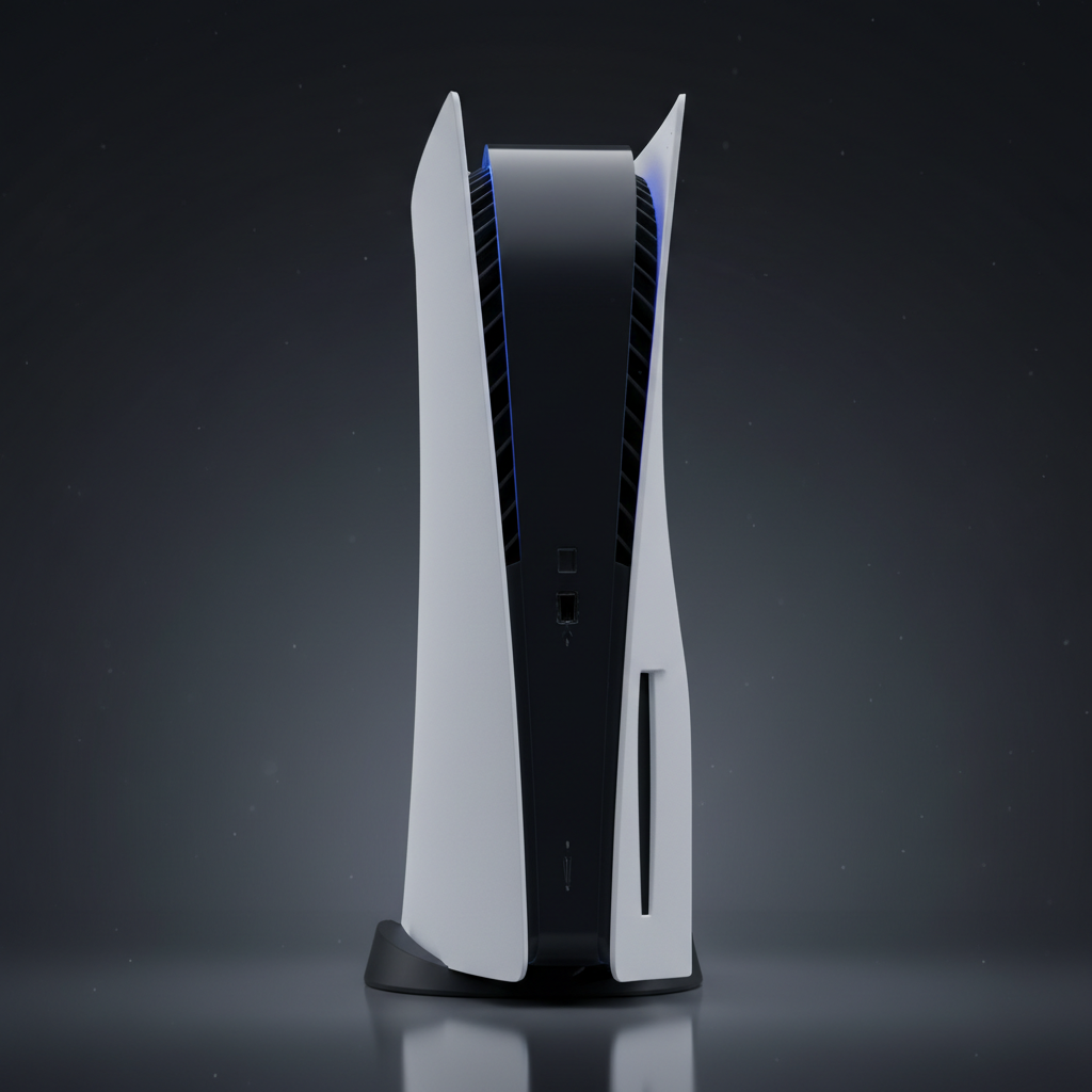 PlayStation 5 Console Disc Edition side profile showing disc drive