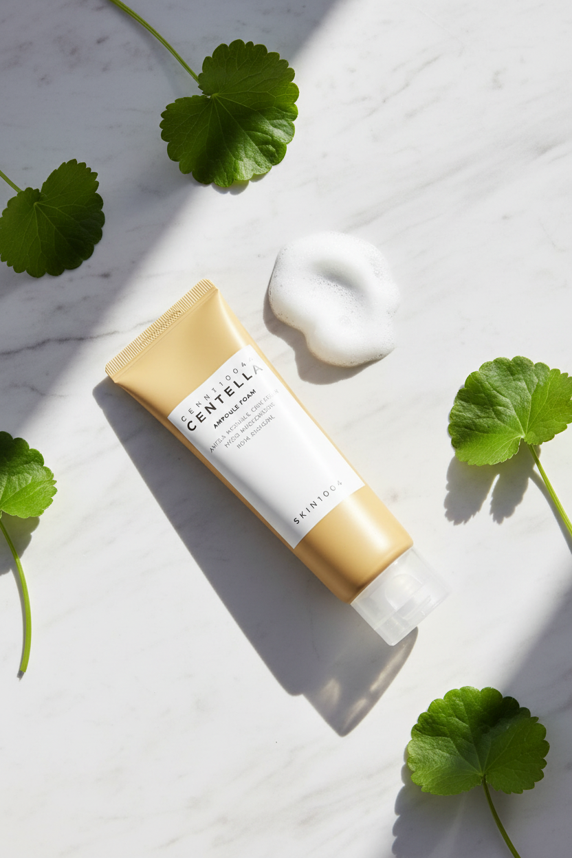 SKIN1004 Centella Ampoule Foam - lifestyle flat lay