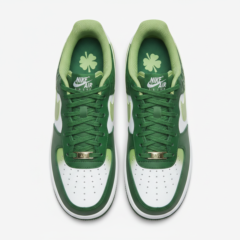 Nike Air Force 1 St. Patrick's Day - Green/White Flat Lay
