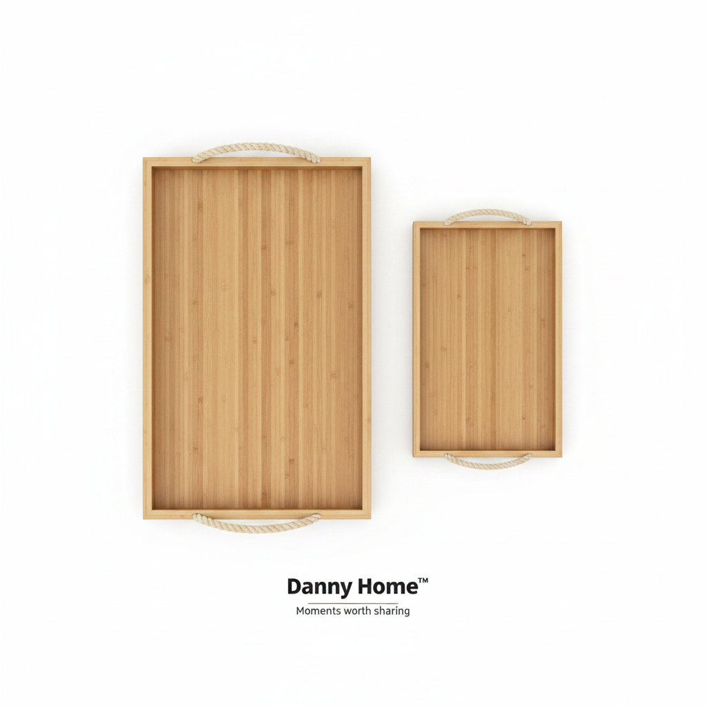 Danny Home 2-piece bamboo tray with handles hero shot both trays on white background