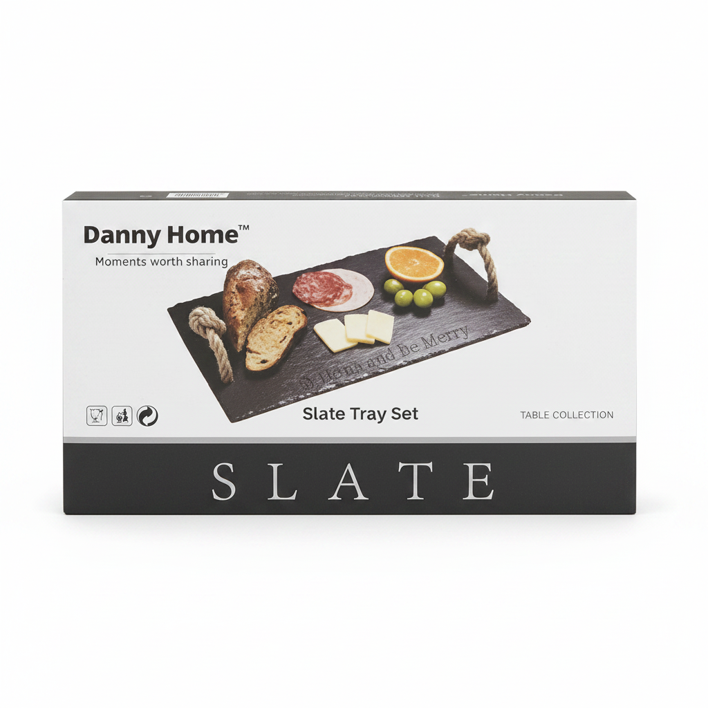 Danny Home Slate Tray Set packaging box clean on white background