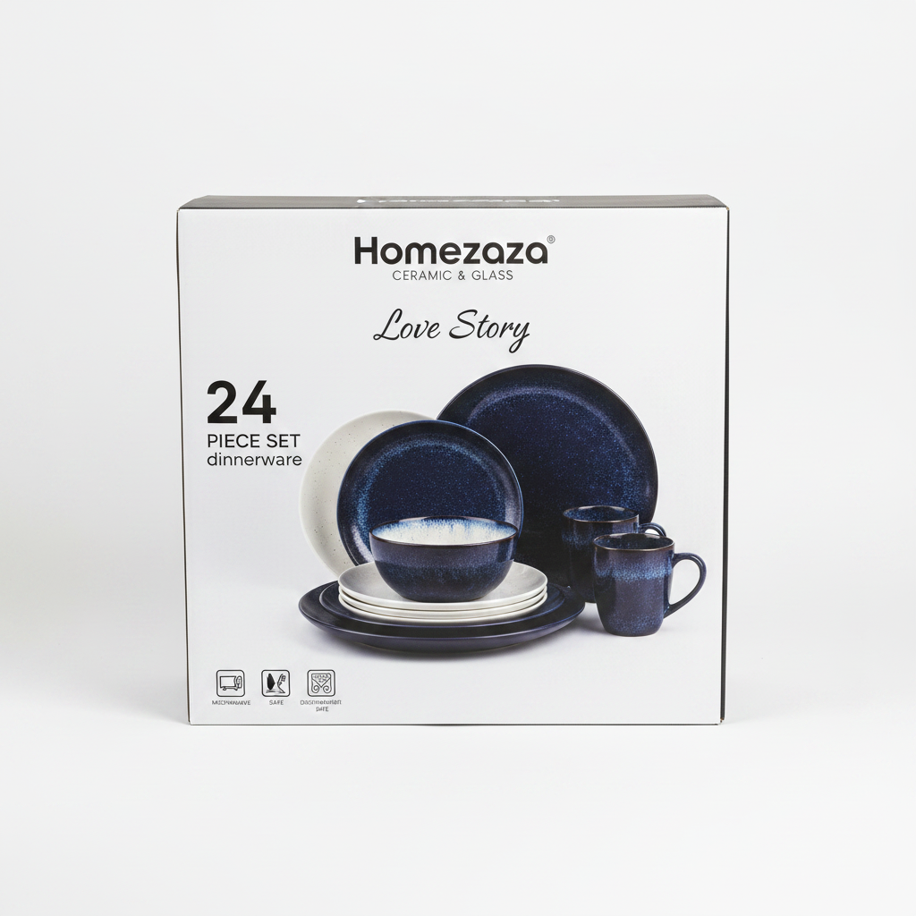 Homezaza Love Story 24-piece dinnerware set packaging box