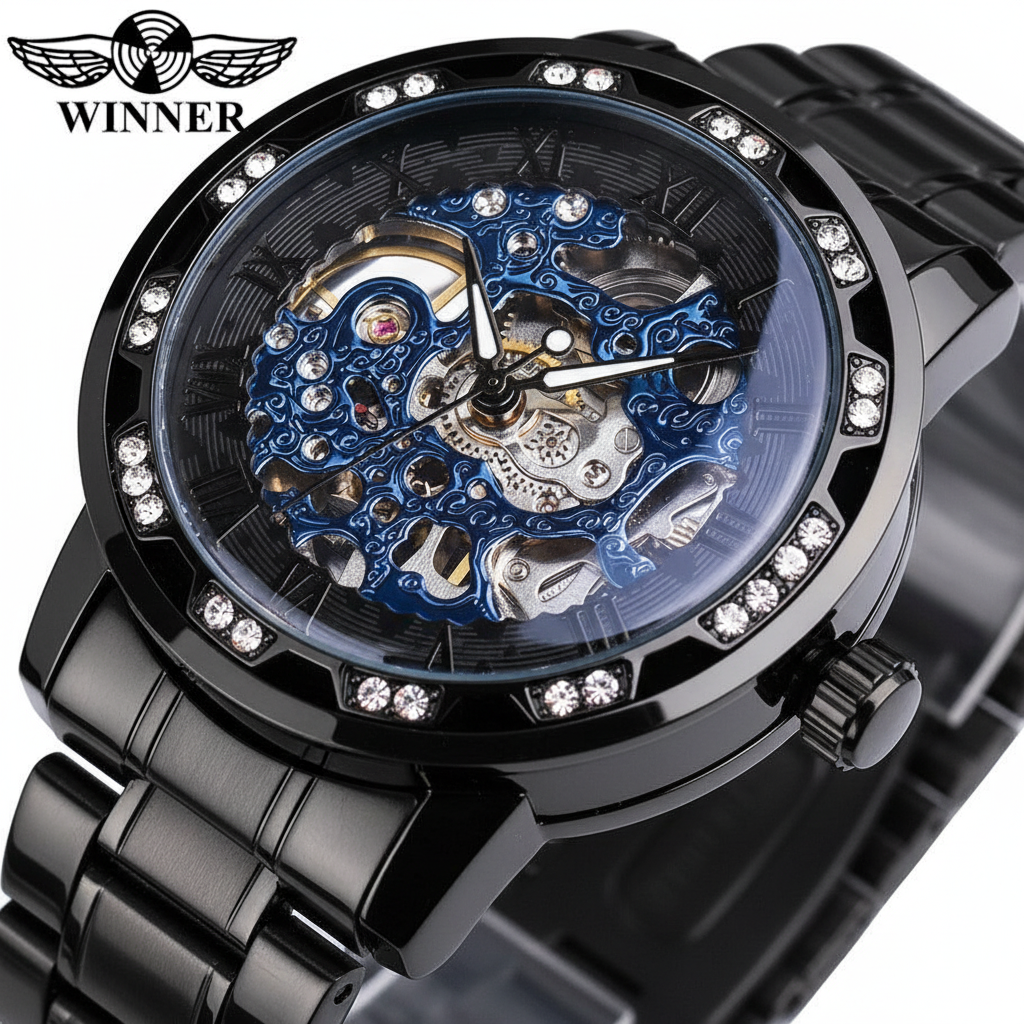 Winner Golden Automatic Watch - Black
