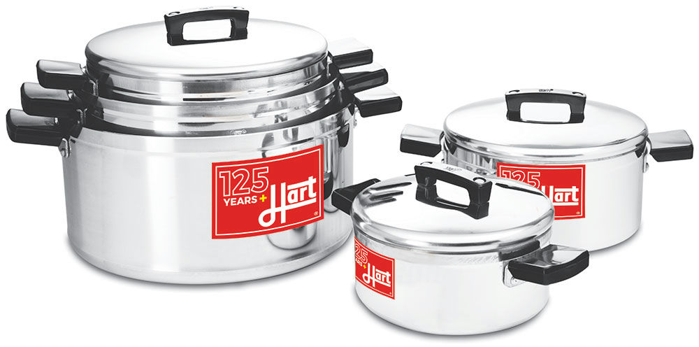 Hart Stainless Steel Pot Set - 125 Years of trusted quality, stackable aluminium pots with lids