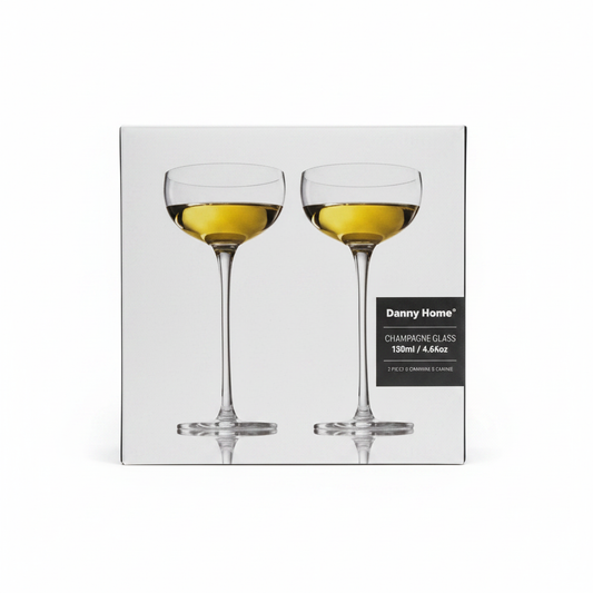 Danny Home Champagne Coupe Glass Set packaging box clean on white background