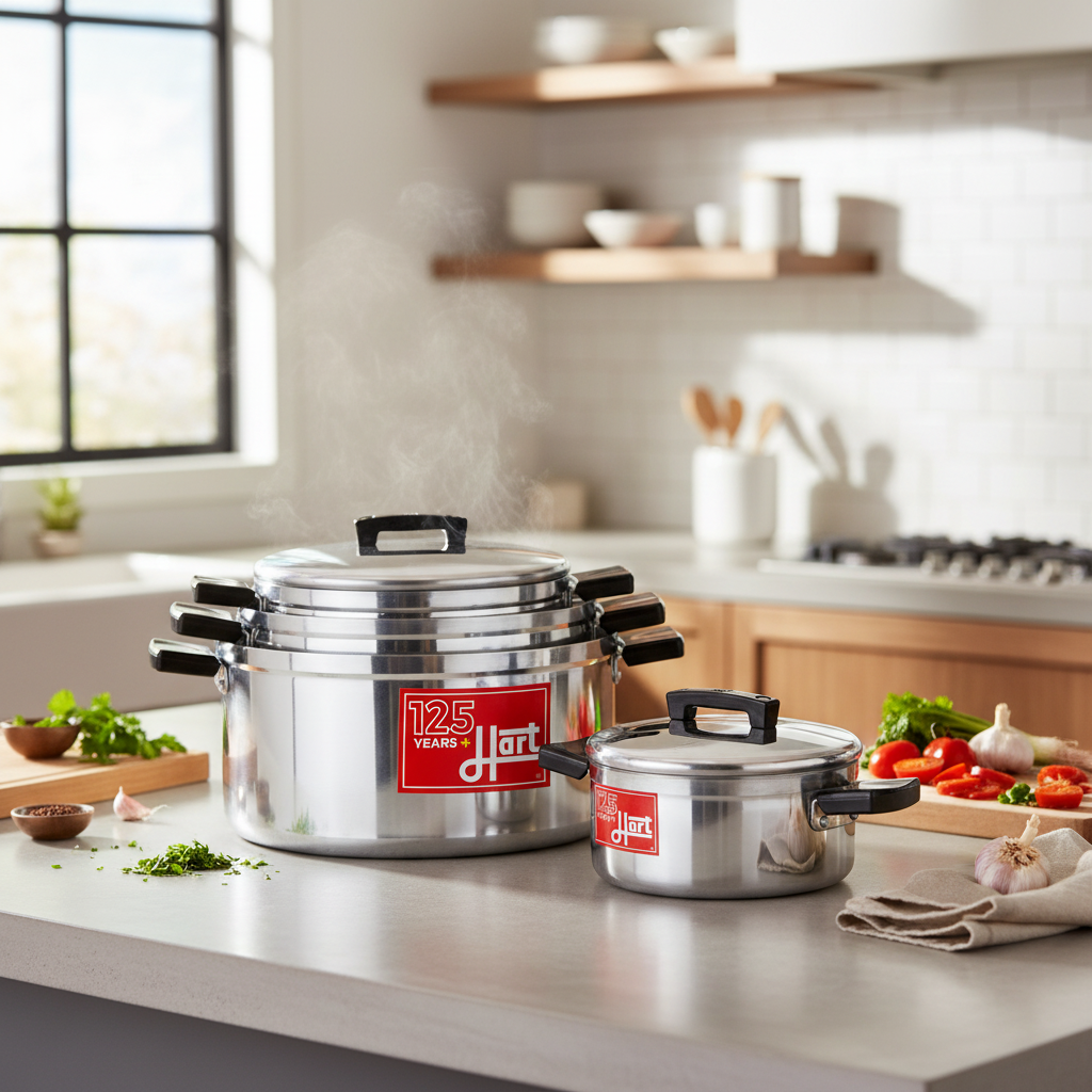 Hart Stainless Steel Pot Set in modern kitchen lifestyle shot