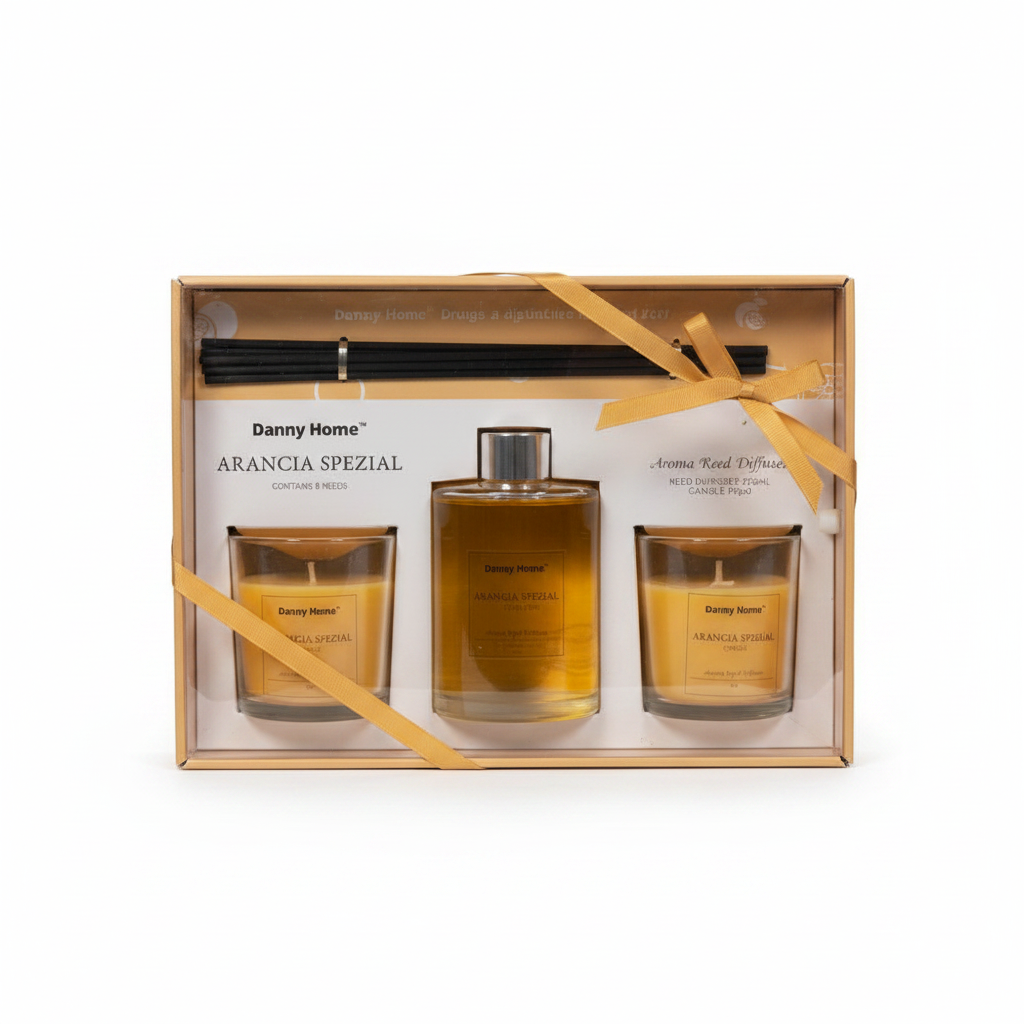 Danny Home Arancia Spezial gift set in gold ribbon packaging box hero shot on white background