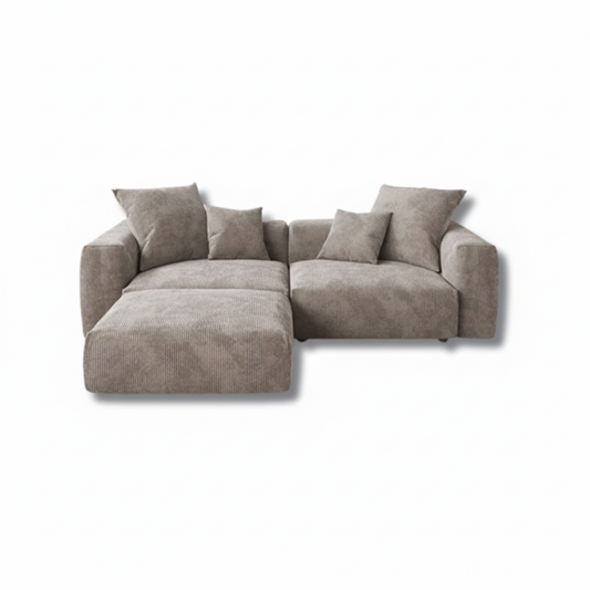 Corduroy L-Shaped Sofa on white background product shot