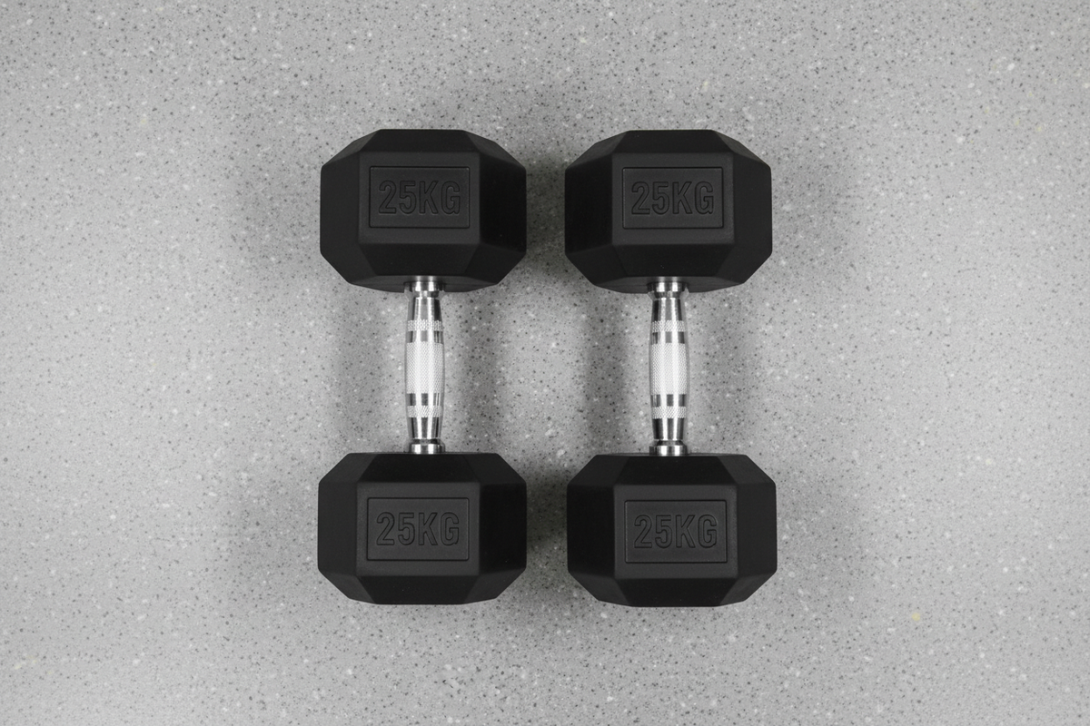 Adjustable Dumbbell 25kg top-down gym floor